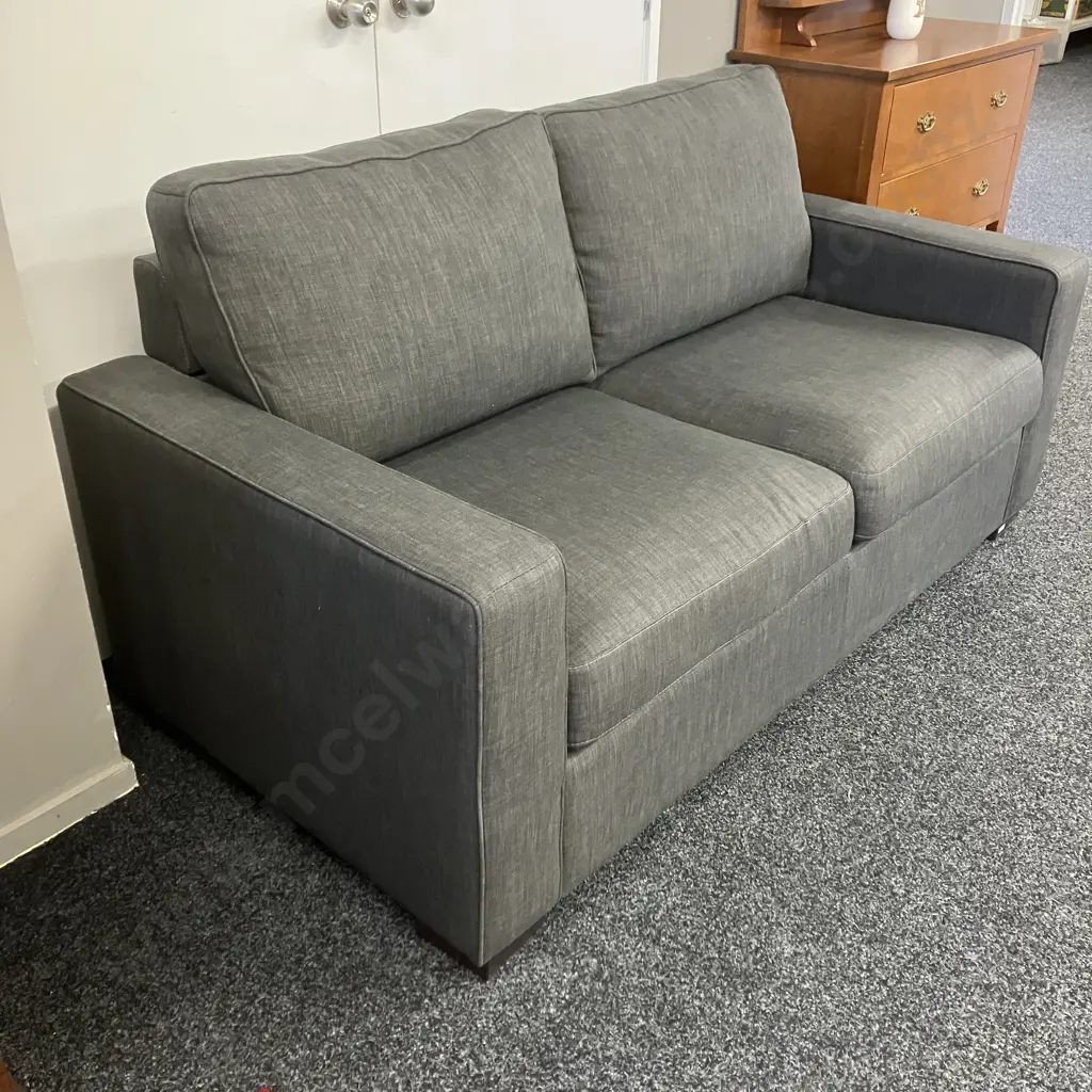 John Young Sofa Bed With Fold Out Metal Frame & Innersprung Mattress, Charcoal Colour Fabric. L175cm Image 1++