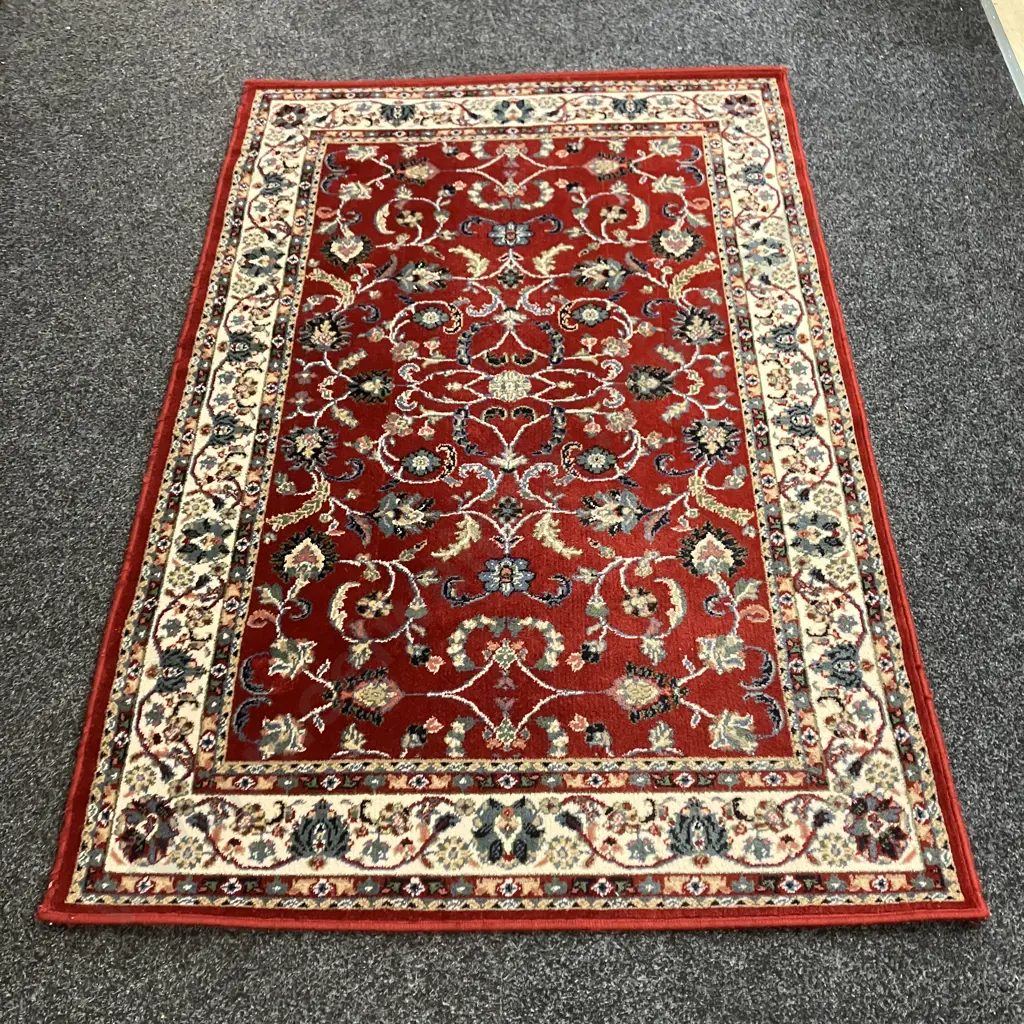 Floor Rug - Verona 100% Wool - Red / White / Blue Tones, 120 x 180cm Image 1++