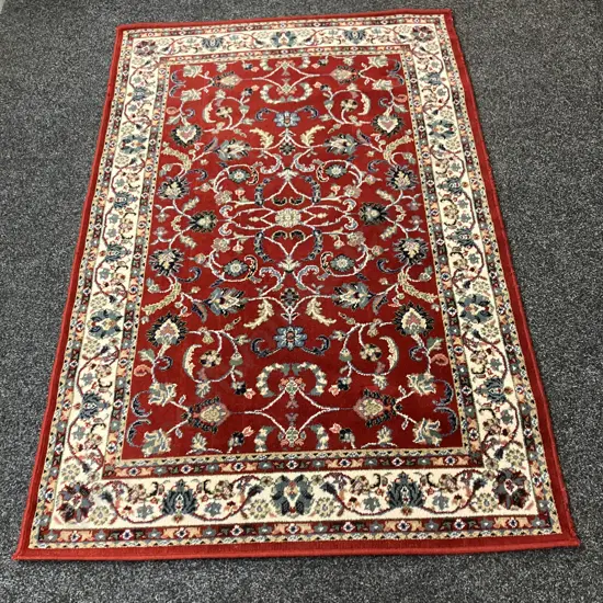 Floor Rug - Verona 100% Wool - Red / White / Blue Tones, 120 x 180cm