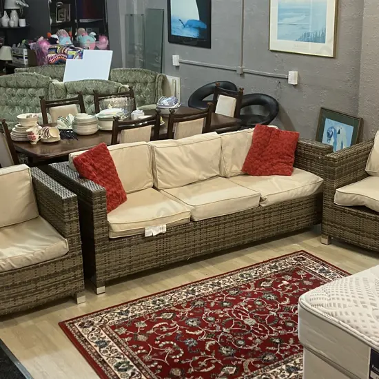 Amalfi Wicker 3 Piece Outdoor Setting (As Found Condition)