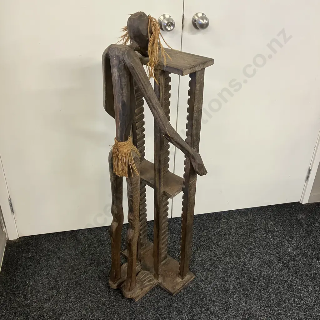 Vintage Wooden Tribal CD Rack. H114cm Image 1++