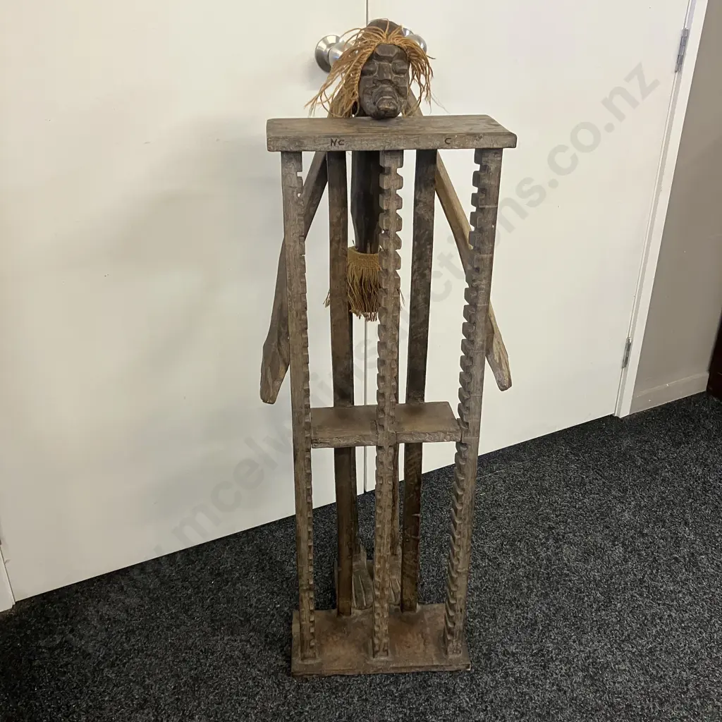 Vintage Wooden Tribal CD Rack. H114cm Image 1++