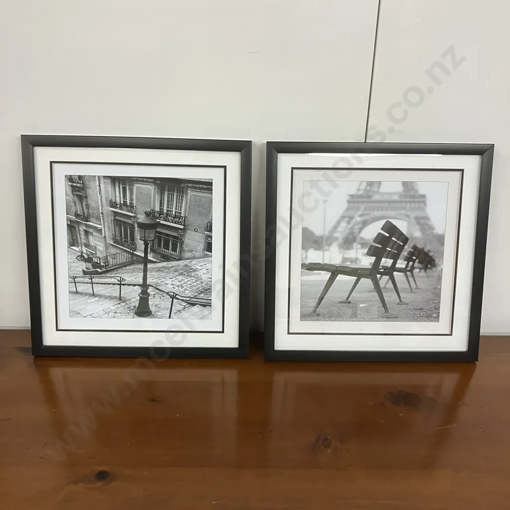 Quatre, Montmartre by Toby Vandenack & Paris, Empty Bench & Eiffel Tower In Background Framed Art Prints. 37.5 x 37.5cm Image 1++