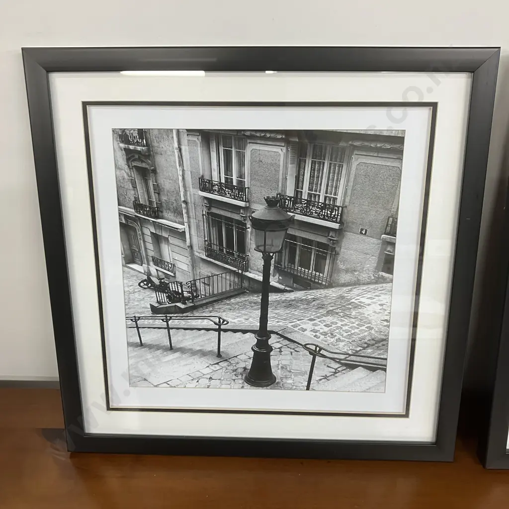 Quatre, Montmartre by Toby Vandenack & Paris, Empty Bench & Eiffel Tower In Background Framed Art Prints. 37.5 x 37.5cm Image 1++