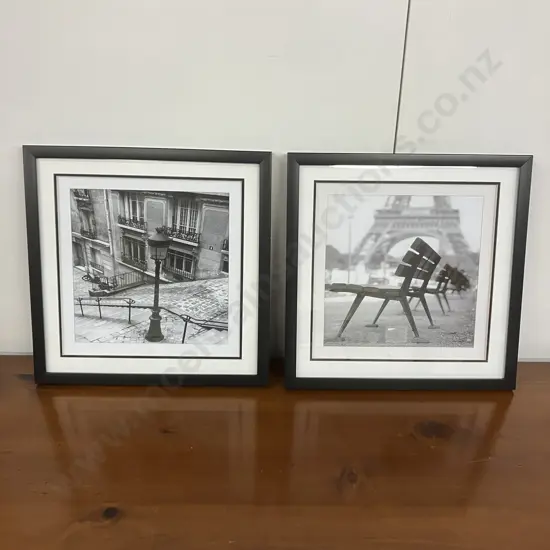 Quatre, Montmartre by Toby Vandenack & Paris, Empty Bench & Eiffel Tower In Background Framed Art Prints. 37.5 x 37.5cm