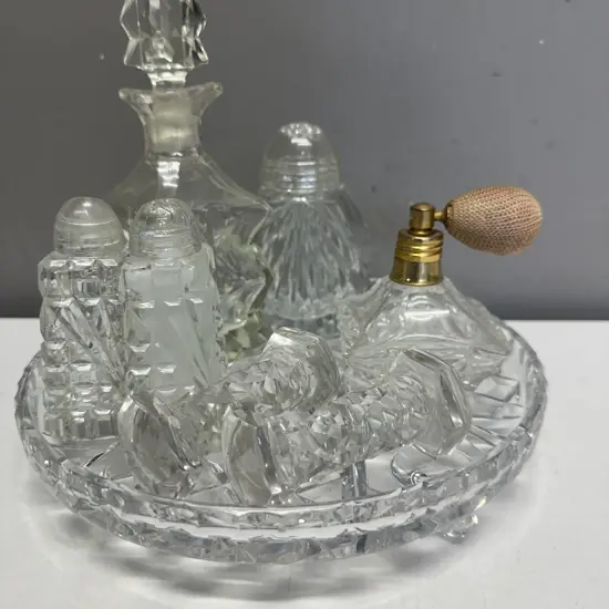 Selection of Vintage Crystal & Glass items Including Perfume Bottle