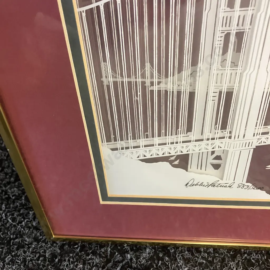 Debbie Patrick Dimensional Design "Golden Gate Bridge" Limited Edition 883/5000 Signed & Numbered. 31 x 41cm Image 1++