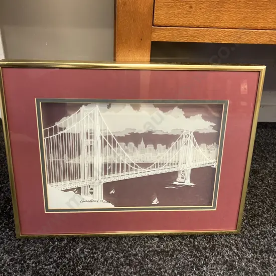 Debbie Patrick Dimensional Design "Golden Gate Bridge" Limited Edition 883/5000 Signed & Numbered. 31 x 41cm