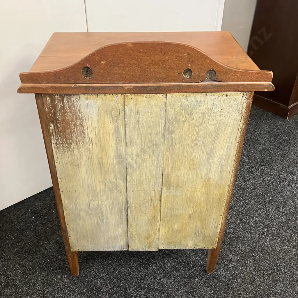 Vintage Oak Single Door Nightstand, Metal Drop Handle. H86 W60 D43cm Image 1++