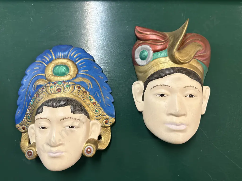 Pair of Vintage Burmese Ceramic Wall Plaques Image 1++