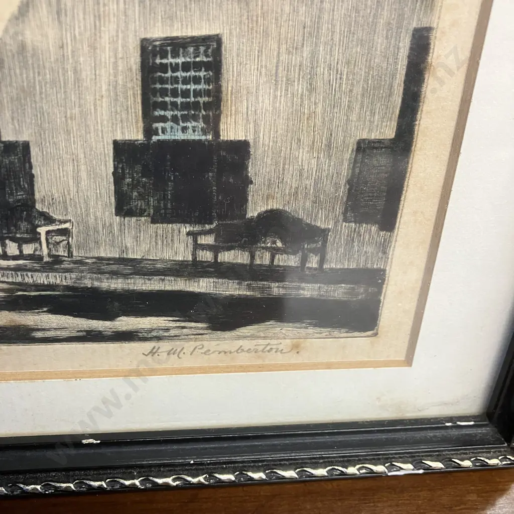 Etching of Groot Constantia, South Africa , Signed H. M. Pemberton (Hilda Mary Pemberton). 22 x 28cm Image 1++