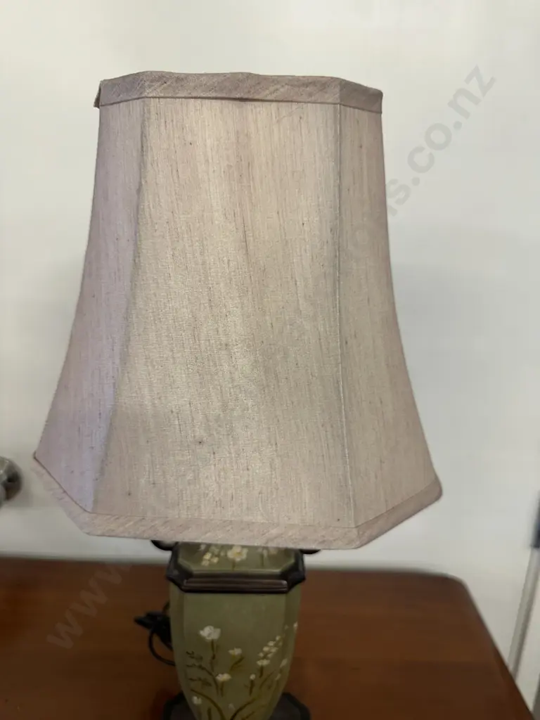 Lucci Model #4810 Table Lamp Green Bronze Finish With Beige Shade H52cm. Image 1++