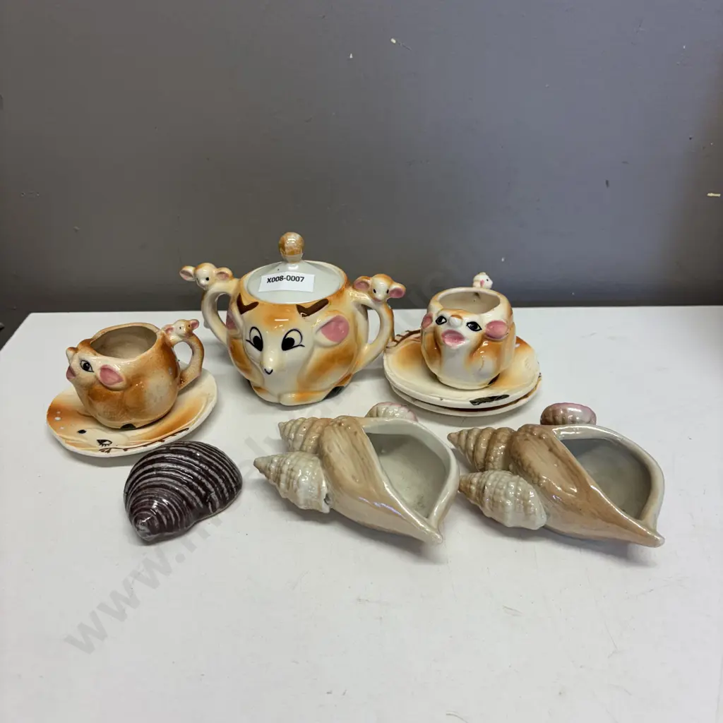 Vintage Bambi Childs Teaset items with Shell Ornaments Image 1++