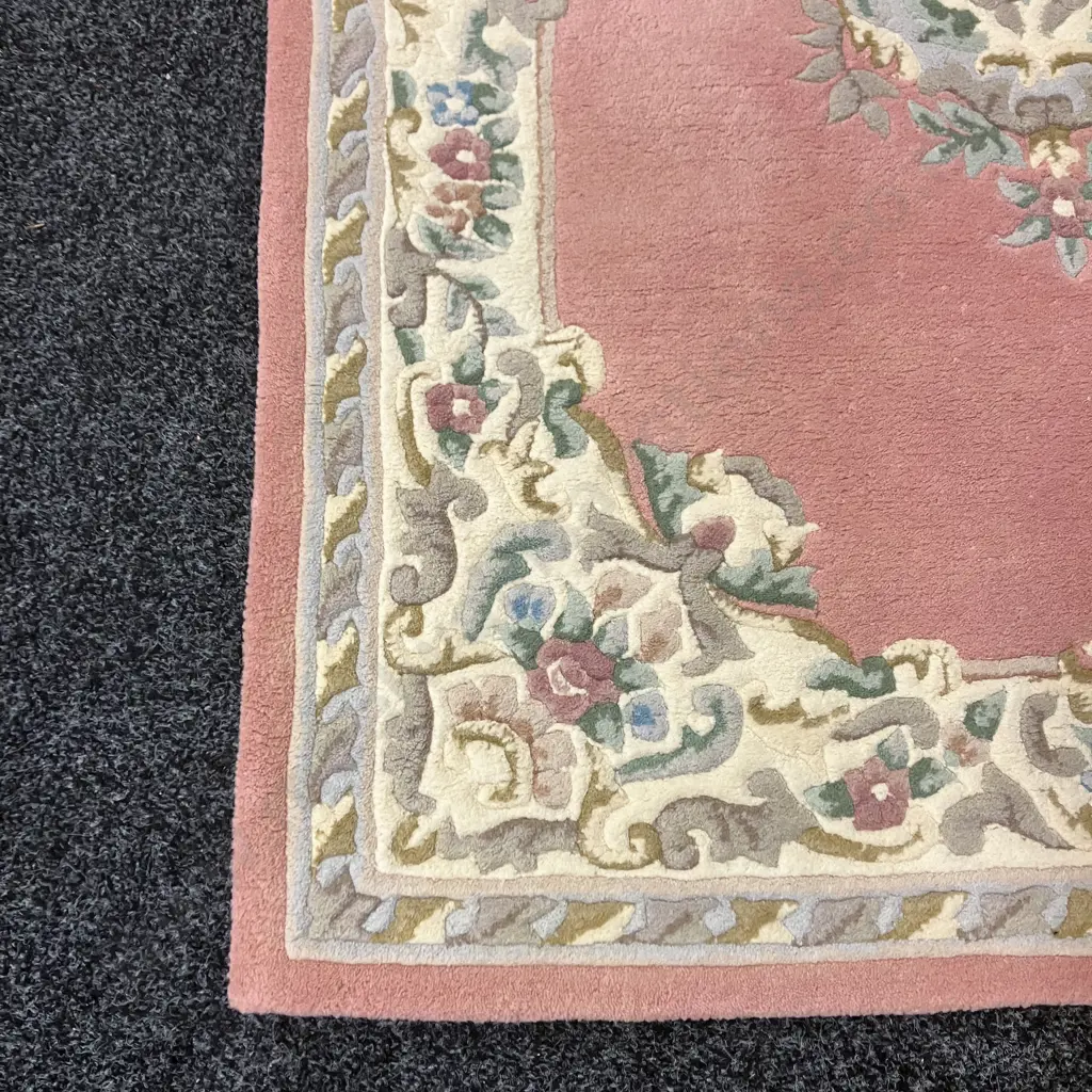 Floor Rug - Rose Ivory Hand-Tufted 100% Wool Pile. 110 x 158cm, India Image 1++