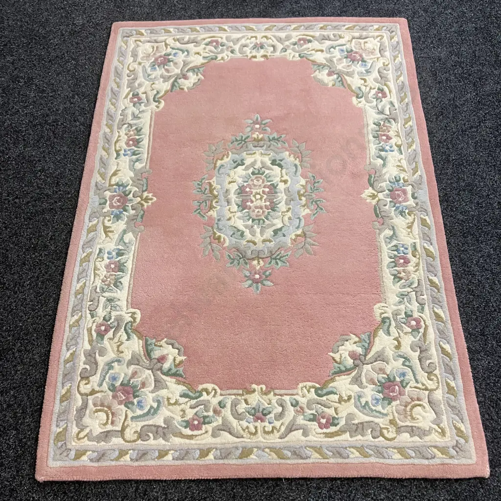 Floor Rug - Rose Ivory Hand-Tufted 100% Wool Pile. 110 x 158cm, India Image 1++