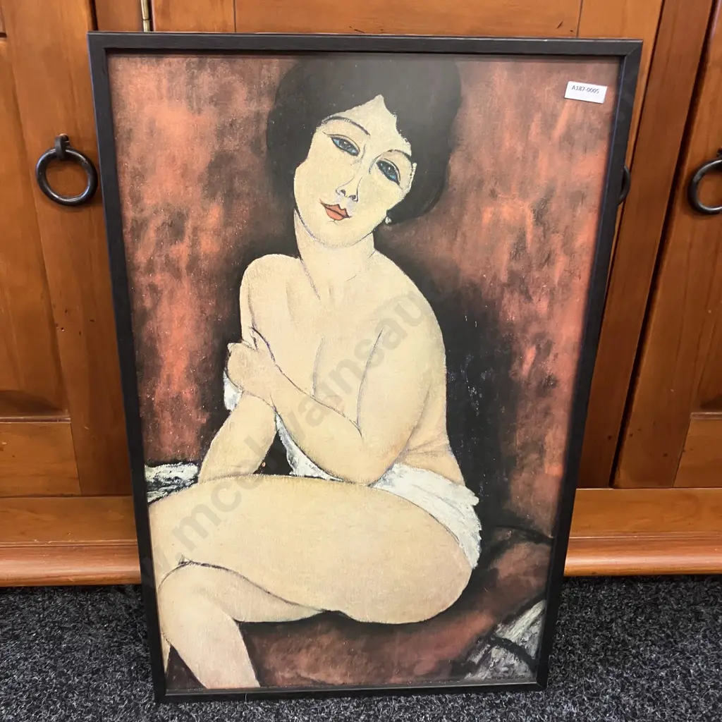 Amedeo Modigliani (Italian 1884-1920) Seated Nude,1918 - Framed Glazed Print. 64 x 41cm Image 1++