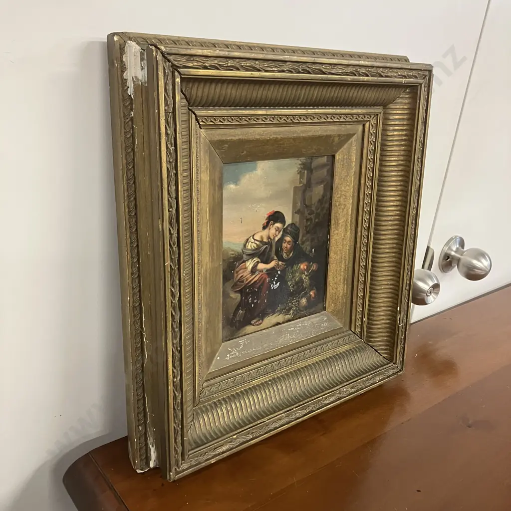 "The Little Fruit Seller" Bartolome Esteban Murillo 1670-1675, Copy Painted On Tin In An Antique Frame. 41 x 38cm Image 1++