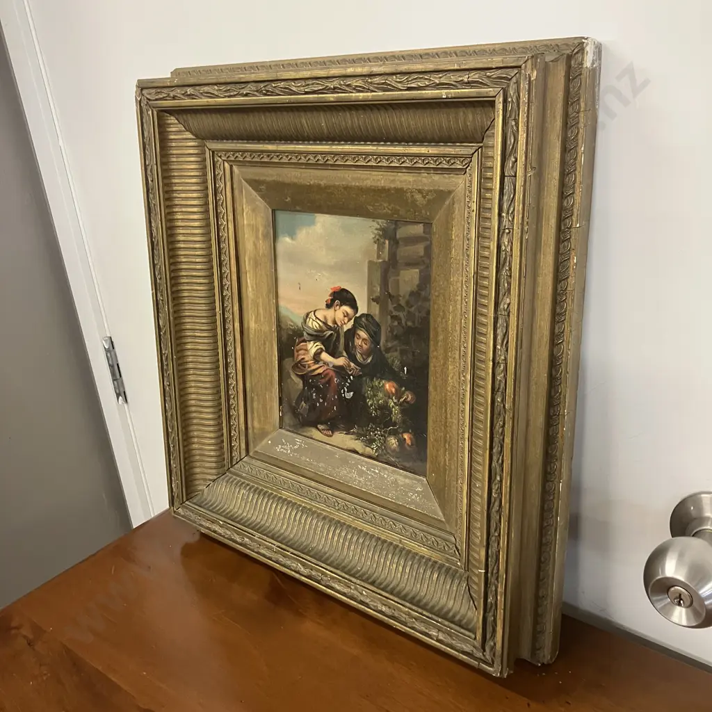 "The Little Fruit Seller" Bartolome Esteban Murillo 1670-1675, Copy Painted On Tin In An Antique Frame. 41 x 38cm Image 1++