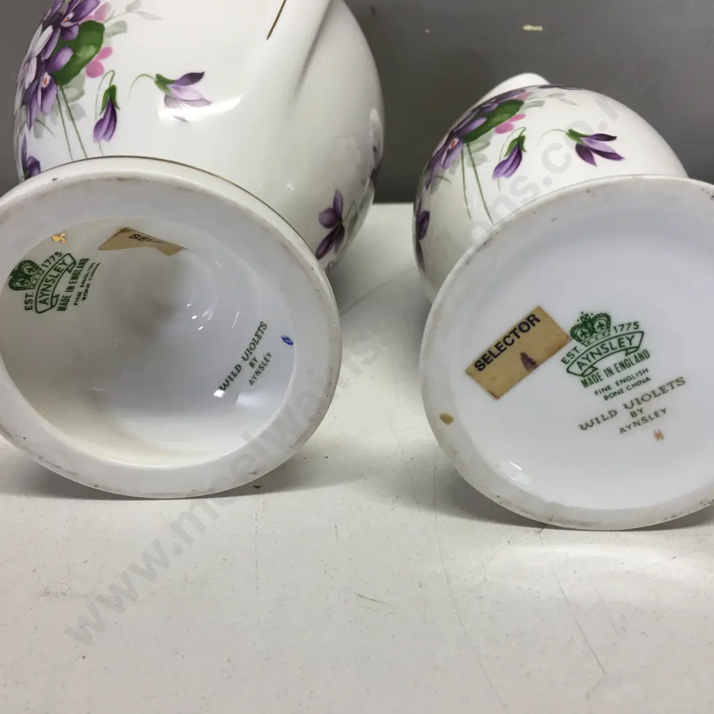 Aynsley "Wild Violets" Vase & Lidded Urn. 23cm (Lid Repaired) Image 1++