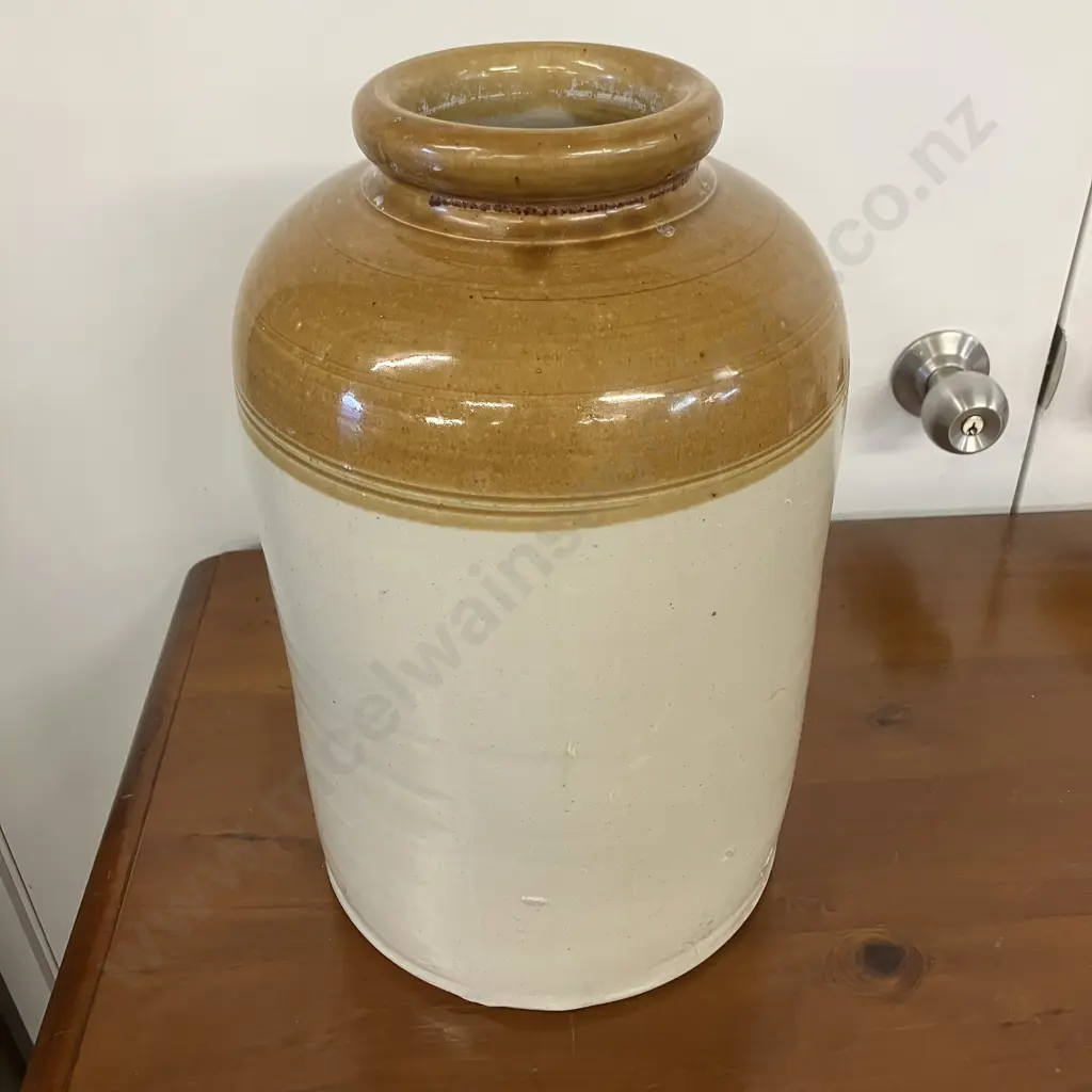 Australian Antique R. Fowler Sydney Two-Tone Salt Glazed Stoneware Jar Stamped 1916. H37cm Image 1++