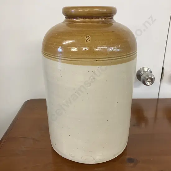 Australian Antique R. Fowler Sydney Two-Tone Salt Glazed Stoneware Jar Stamped 1916. H37cm