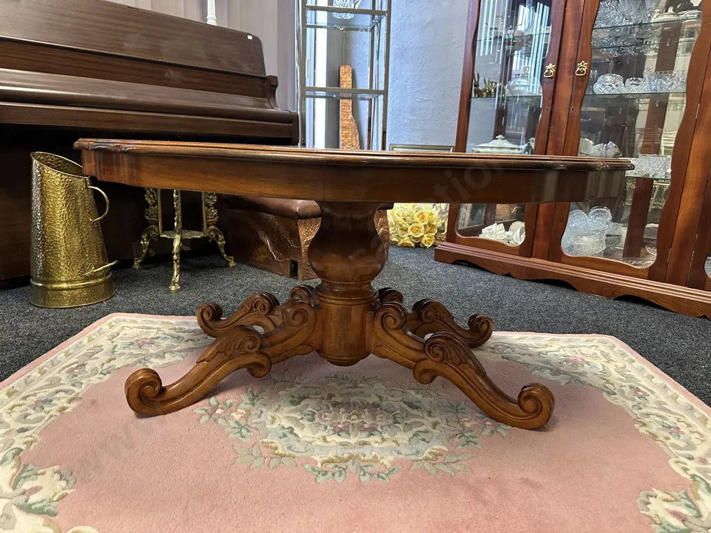 Victorian Style Marquetry Walnut  Shaped Top Coffee Table. H54 W120 D89cm Image 1++