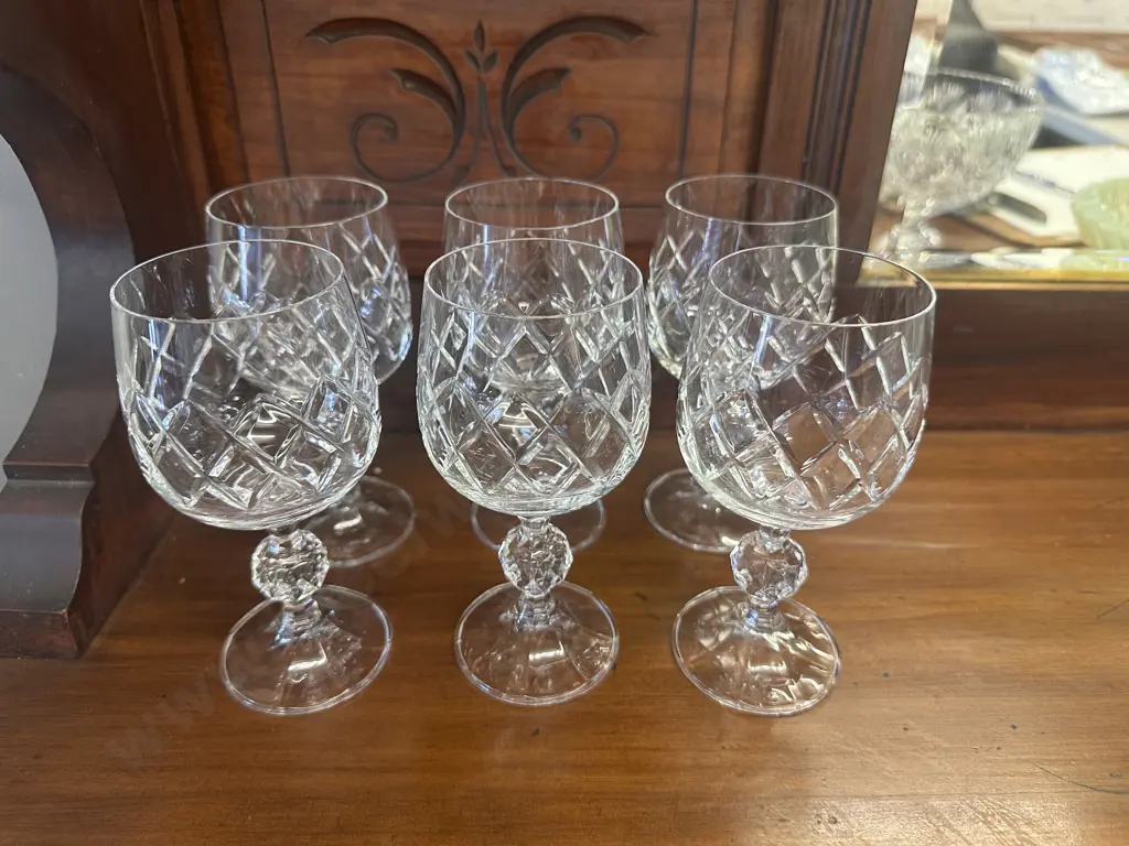 Set Of Six Crystal Wine Glasses  Image 1++