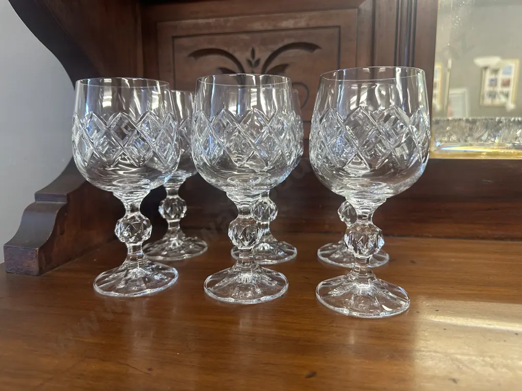 Set Of Six Crystal Wine Glasses  Image 1++