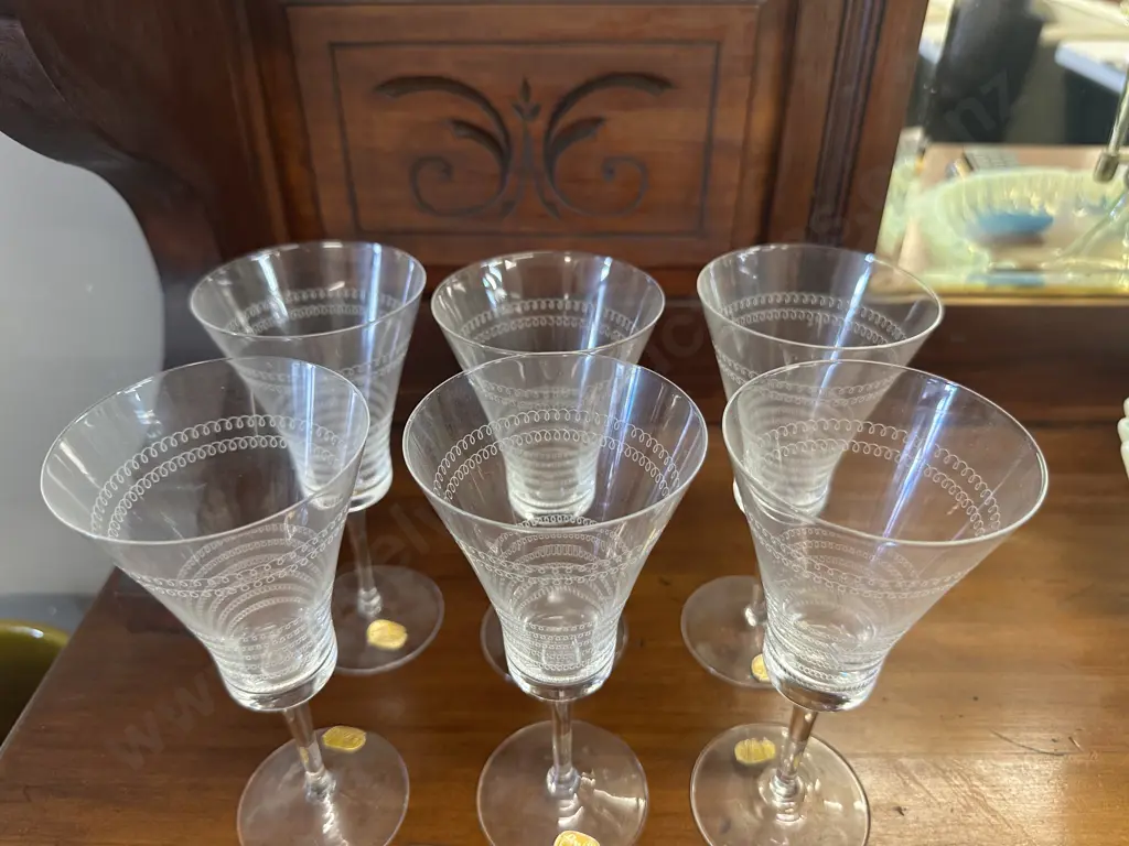 Set of Six Bohemia Crystal Wine Goblets Image 1++
