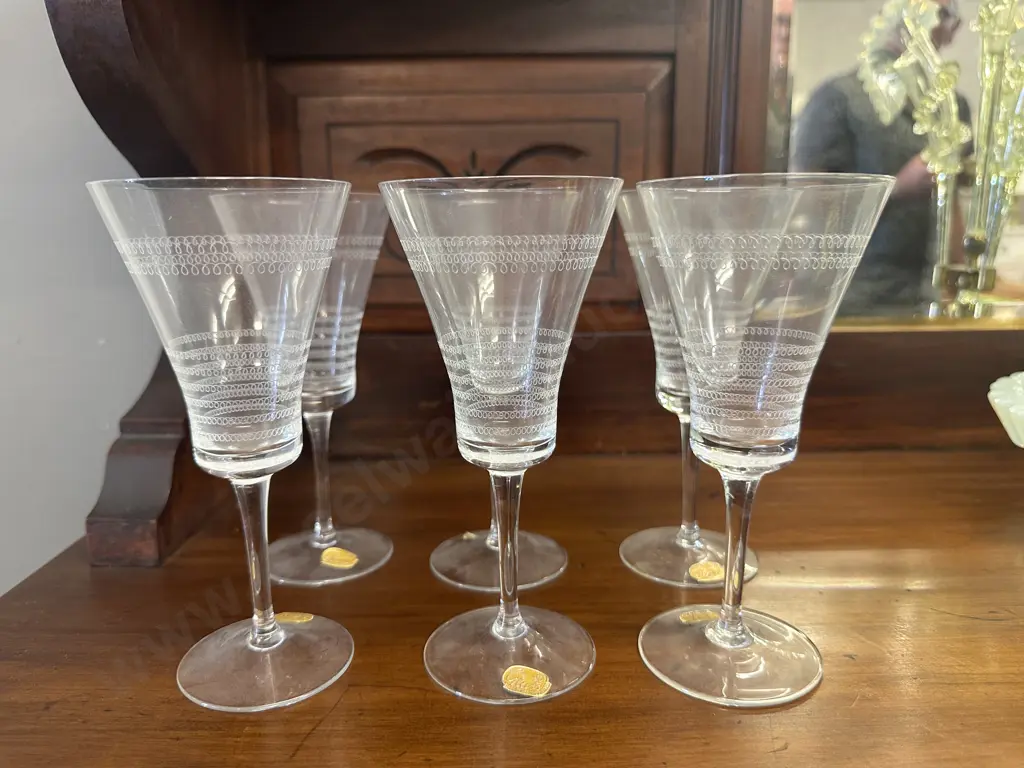 Set of Six Bohemia Crystal Wine Goblets Image 1++