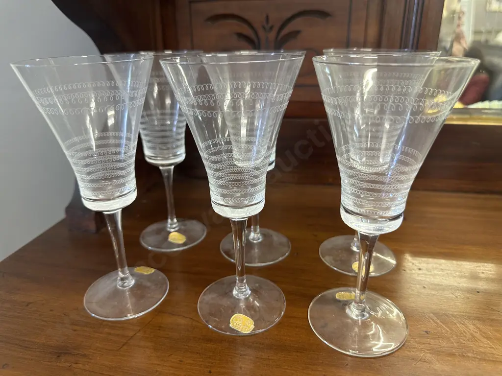 Set of Six Bohemia Crystal Wine Goblets Image 1++