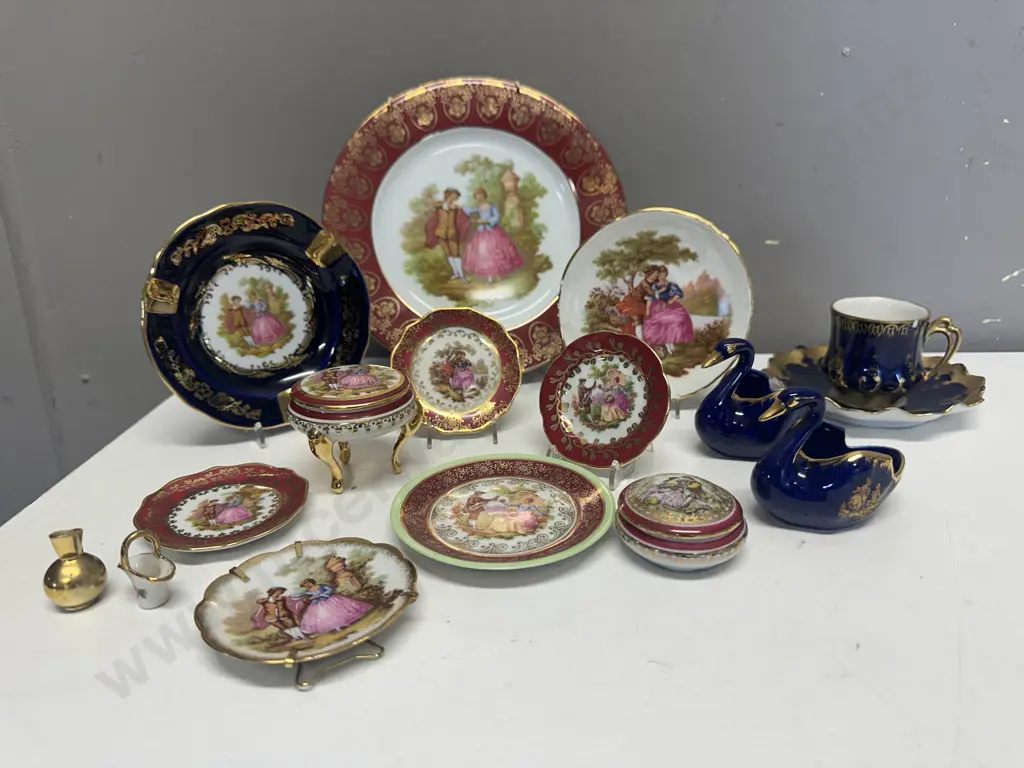 Assorted Vintage Limoges Items Including Swans Image 1++