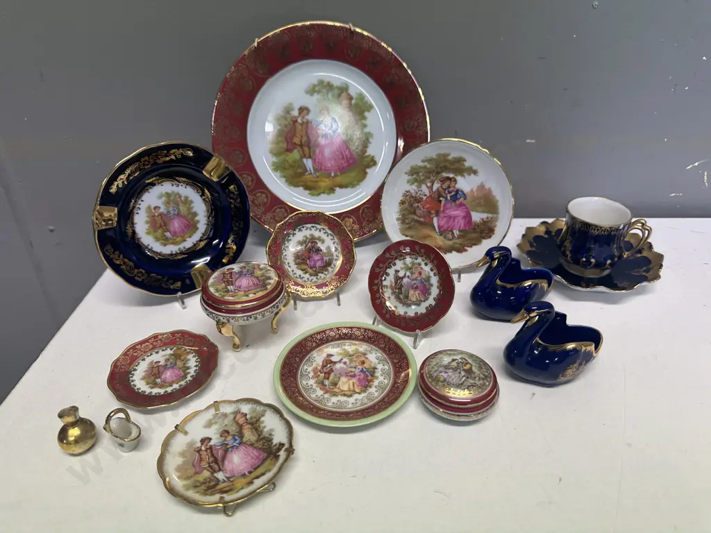 Assorted Vintage Limoges Items Including Swans Image 1++