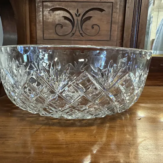 Genuine Hand Cut Zawiercie Polish Lead Crystal Bowl H8.5,Dia22cm.