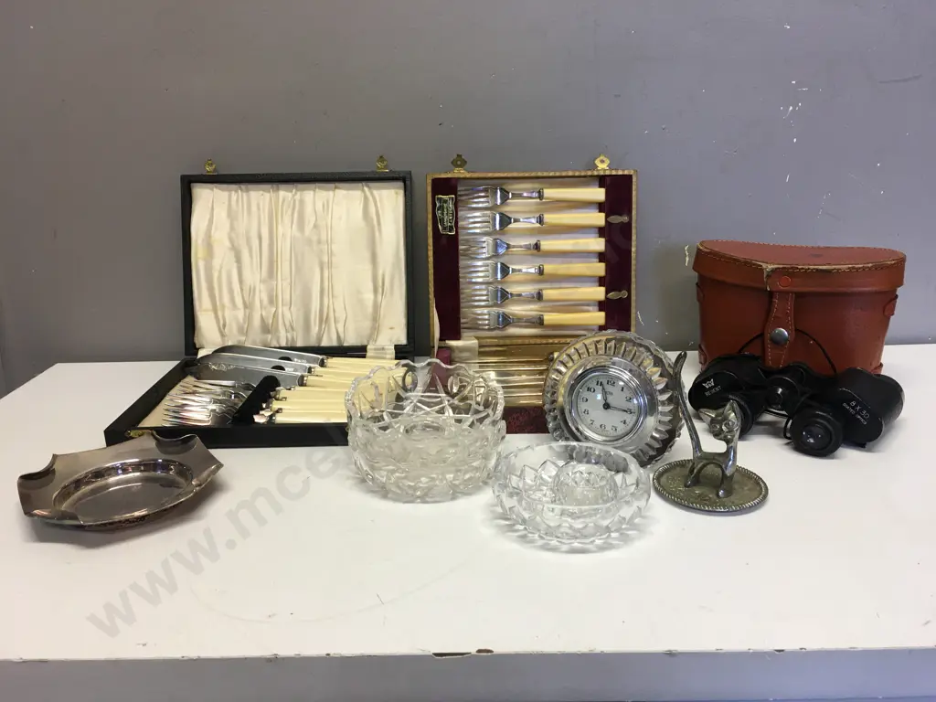 Selection of Vintage Silverware Items, Crystal Ware, Binoculars Etc Image 1++