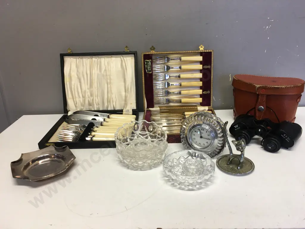 Selection of Vintage Silverware Items, Crystal Ware, Binoculars Etc Image 1++