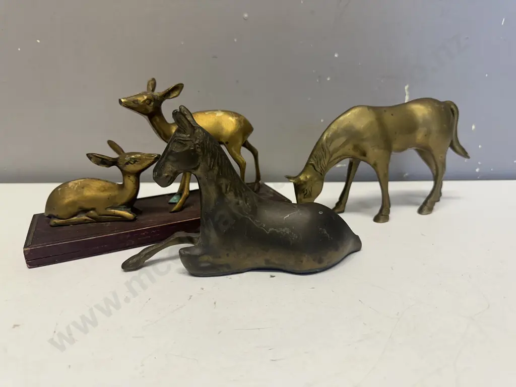 Vintage Brass Horses & Deer Figurines Image 1++