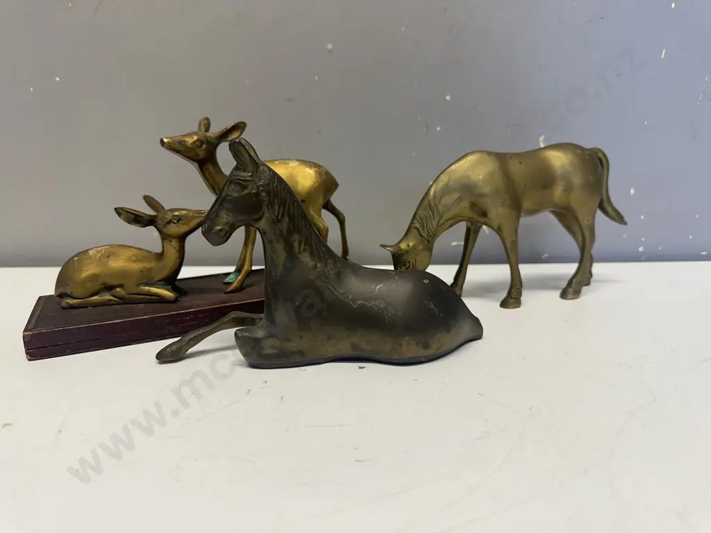 Vintage Brass Horses & Deer Figurines Image 1++
