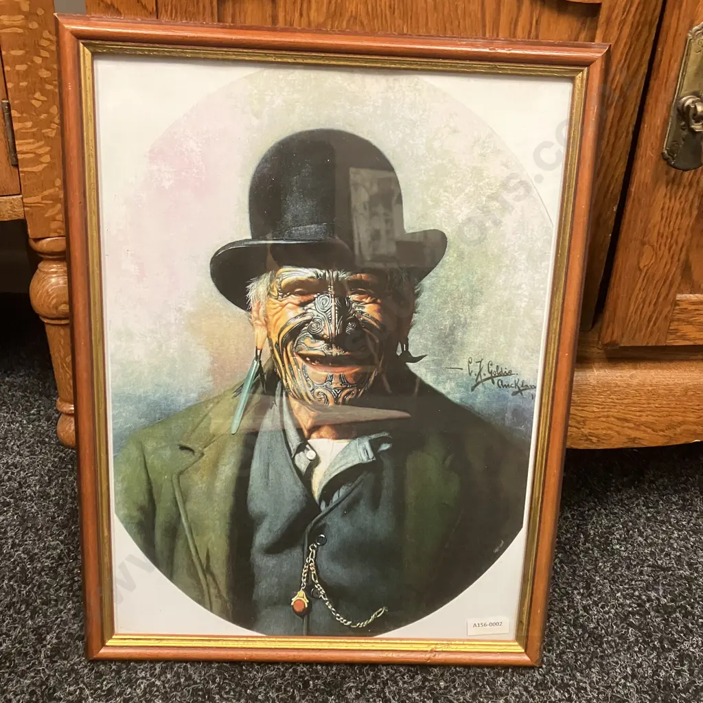 Wood Framed Artwork Te Aho o Te Rangi Wharepu - Ngati Mahuta. 44 x 34cm Image 1++