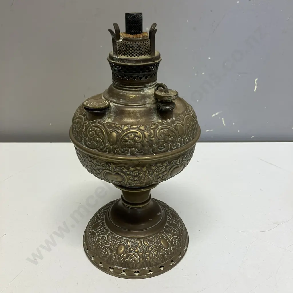 Antique 1850 - 1899 The Miller Lamp No. 0 Embossed Brass Oil/Kerosene Lamp | "Miller Snowflake" Pattern. 24cm Image 1++
