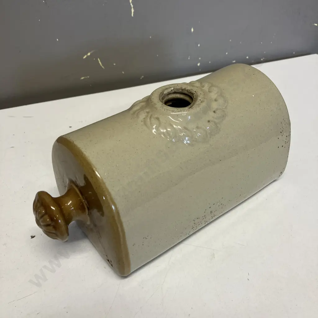 Mid 1900s Clarence Potteries Stoneware Hot Water Bottle & Unnamed Stoneware Hot Water Bottle (Unamed) Image 1++