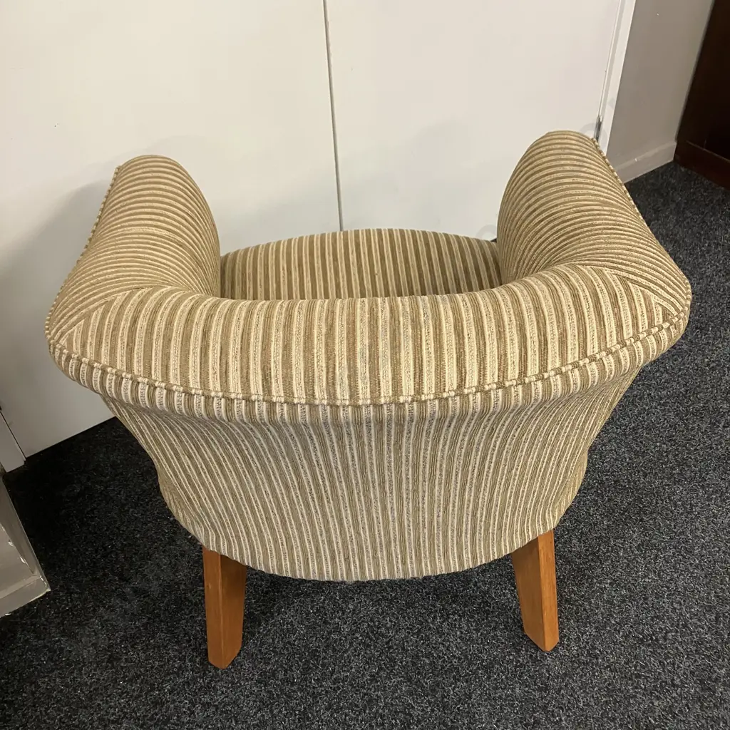 Tub Chair In A Gold & Cream Colour Fabric. 80 x 78cm Image 1++