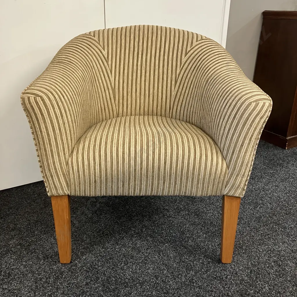 Tub Chair In A Gold & Cream Colour Fabric. 80 x 78cm Image 1++