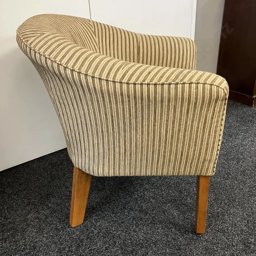 Tub Chair In A Gold & Cream Colour Fabric. 80 x 78cm Image 1++