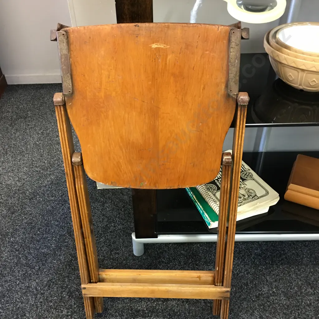 Antique Wood & Metal Folding Chair Image 1++