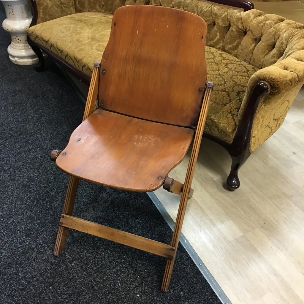 Antique Wood & Metal Folding Chair Image 1++