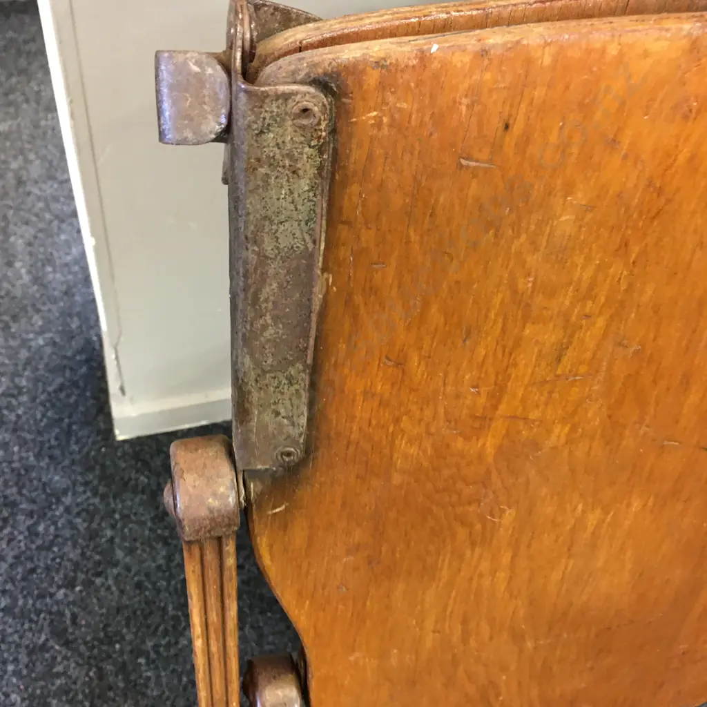 Antique Wood & Metal Folding Chair Image 1++