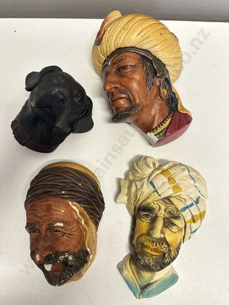 Bossons English Chalkware Arabs Sheik, Dog, Persian Man (As Found Condition), Ceramic Sheik Wall Plaque Image 1++