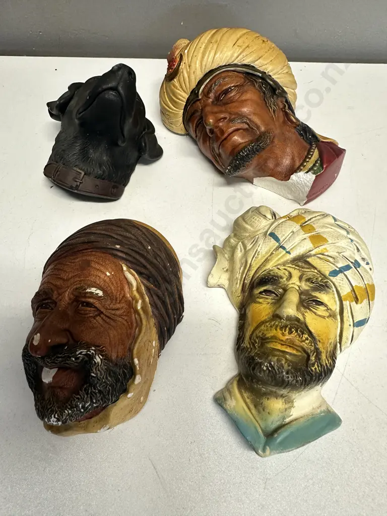 Bossons English Chalkware Arabs Sheik, Dog, Persian Man (As Found Condition), Ceramic Sheik Wall Plaque Image 1++