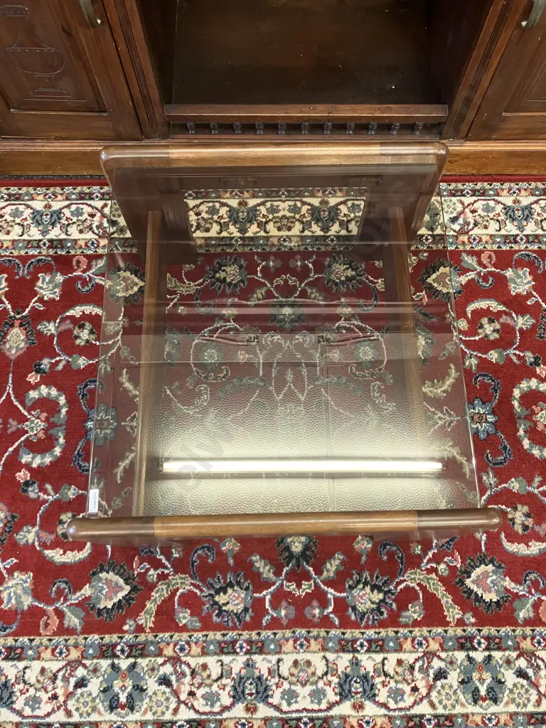 Danske Mobler Wood & Glass Side Table. H38 W60 D64cm Image 1++